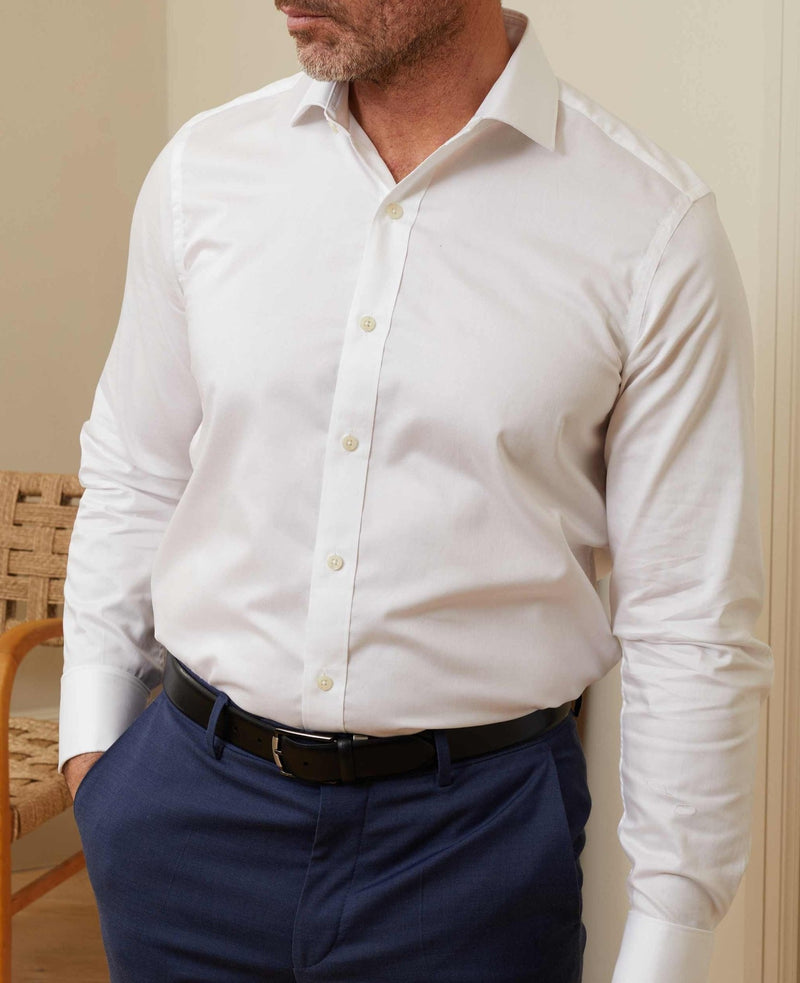 White Fine Twill Slim Fit Formal Shirt - Single or Double Cuff