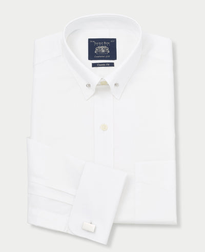 White pin collar men's shirt