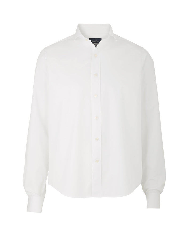 White Twill Slim Fit Shirt in Shorter Length