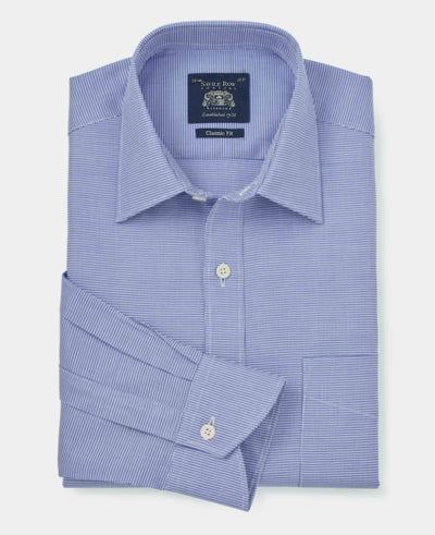 Blue Puppytooth Classic Fit Formal Shirt - Single Cuff