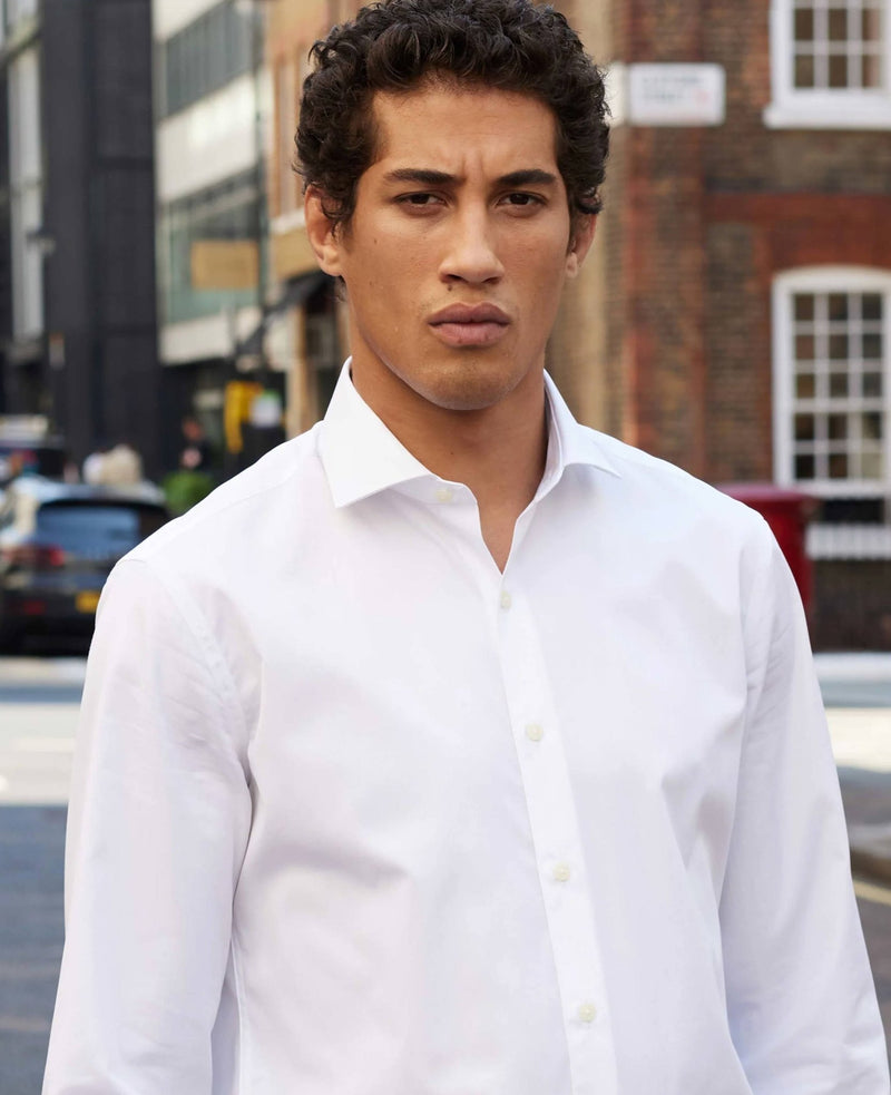 White Poplin Slim Fit Formal Shirt - Single Cuff