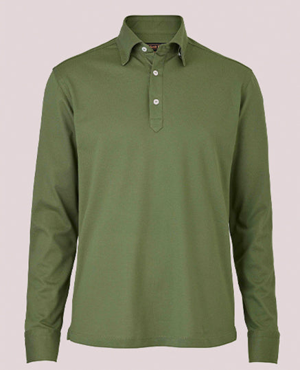 Green long sleeve polo shirt
