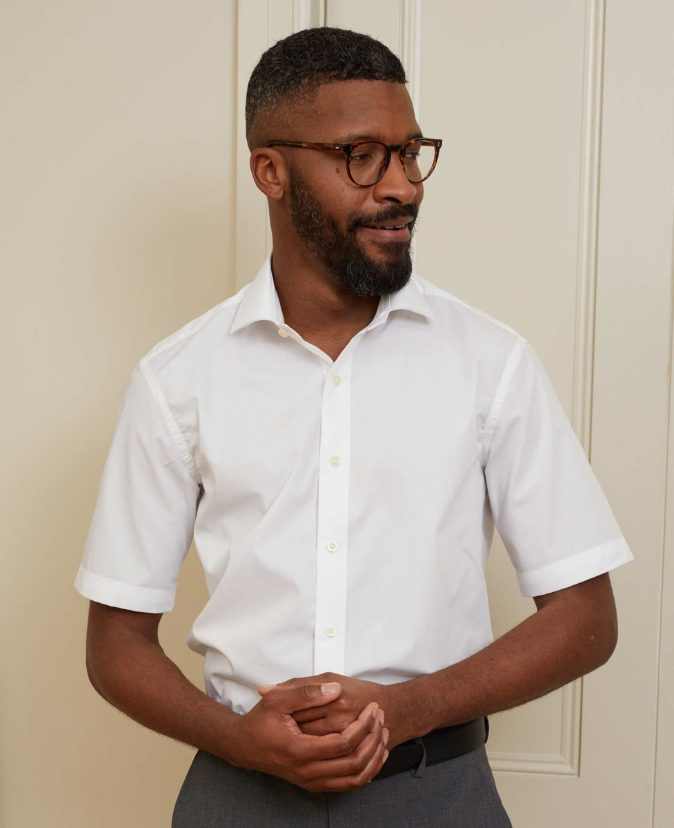 Men's White Regular Fit Short Sleeve Casual Shirt