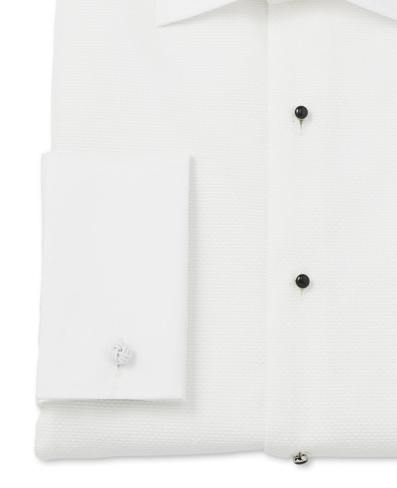 White Marcella Bib Front Slim Fit Evening Double Cuff Formal Shirt