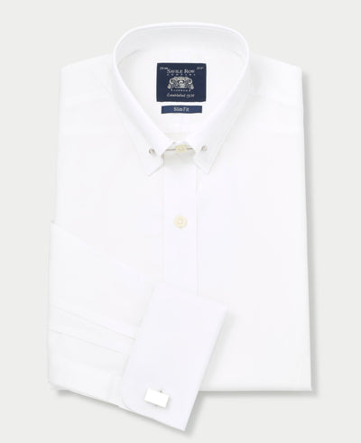 Men's white pin collar shirt