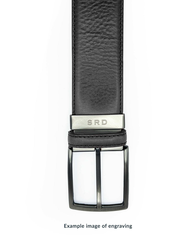 Navy Black Leather Reversible Belt