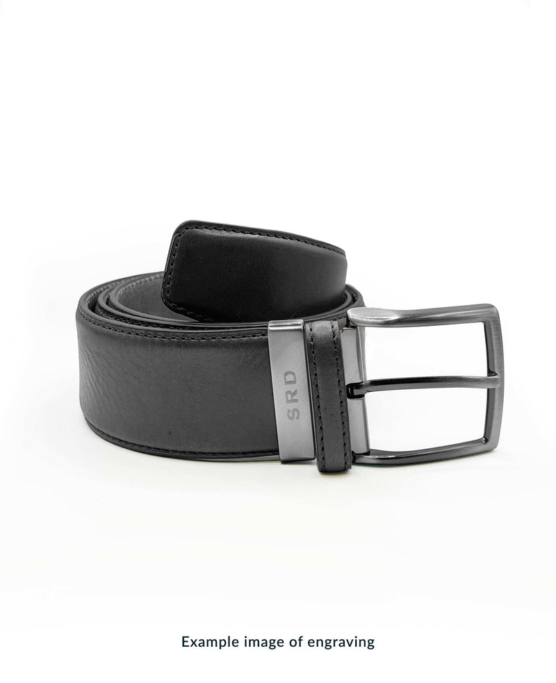 Navy Black Leather Reversible Belt