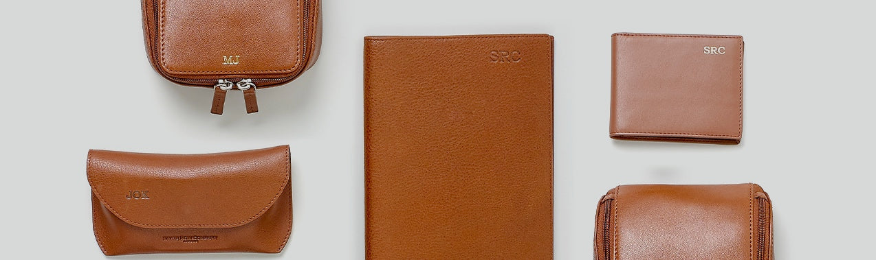 Brown leather accessories