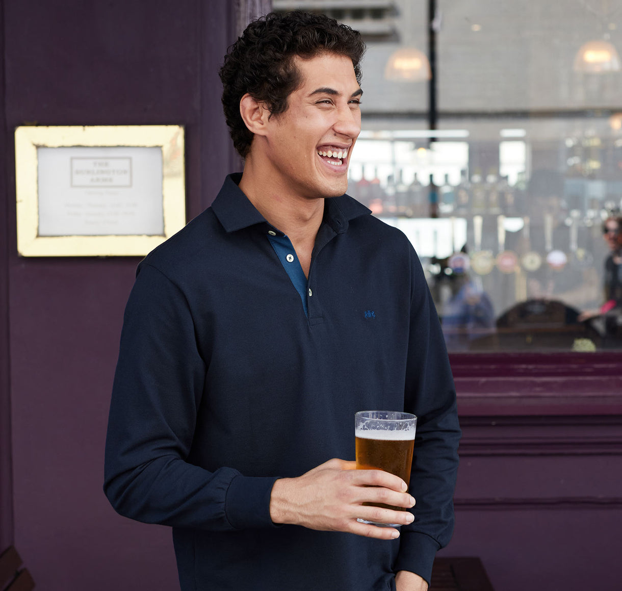 Long sleeve mens pique polo