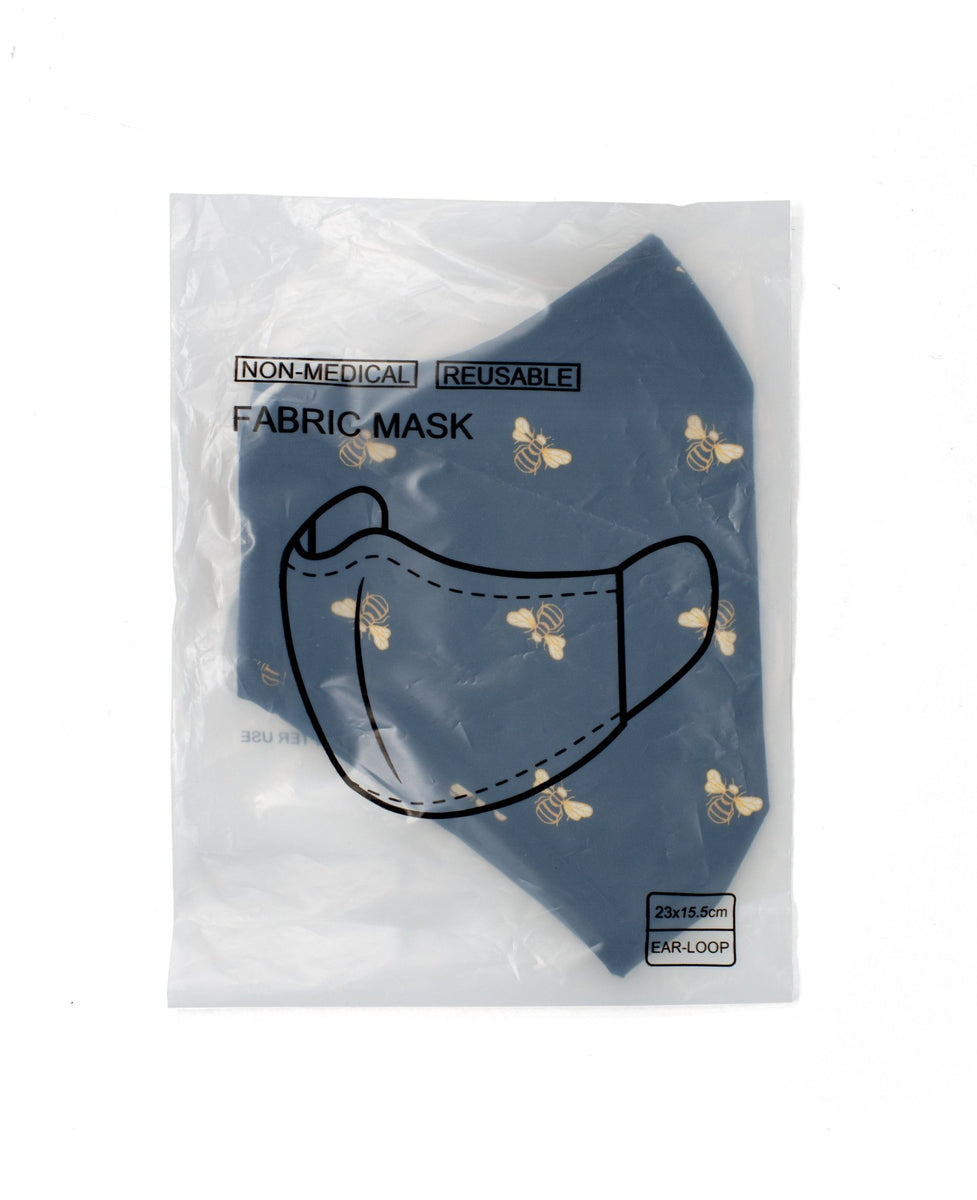Black Bee Print Cotton Reusable Face Mask [RTC], view 3