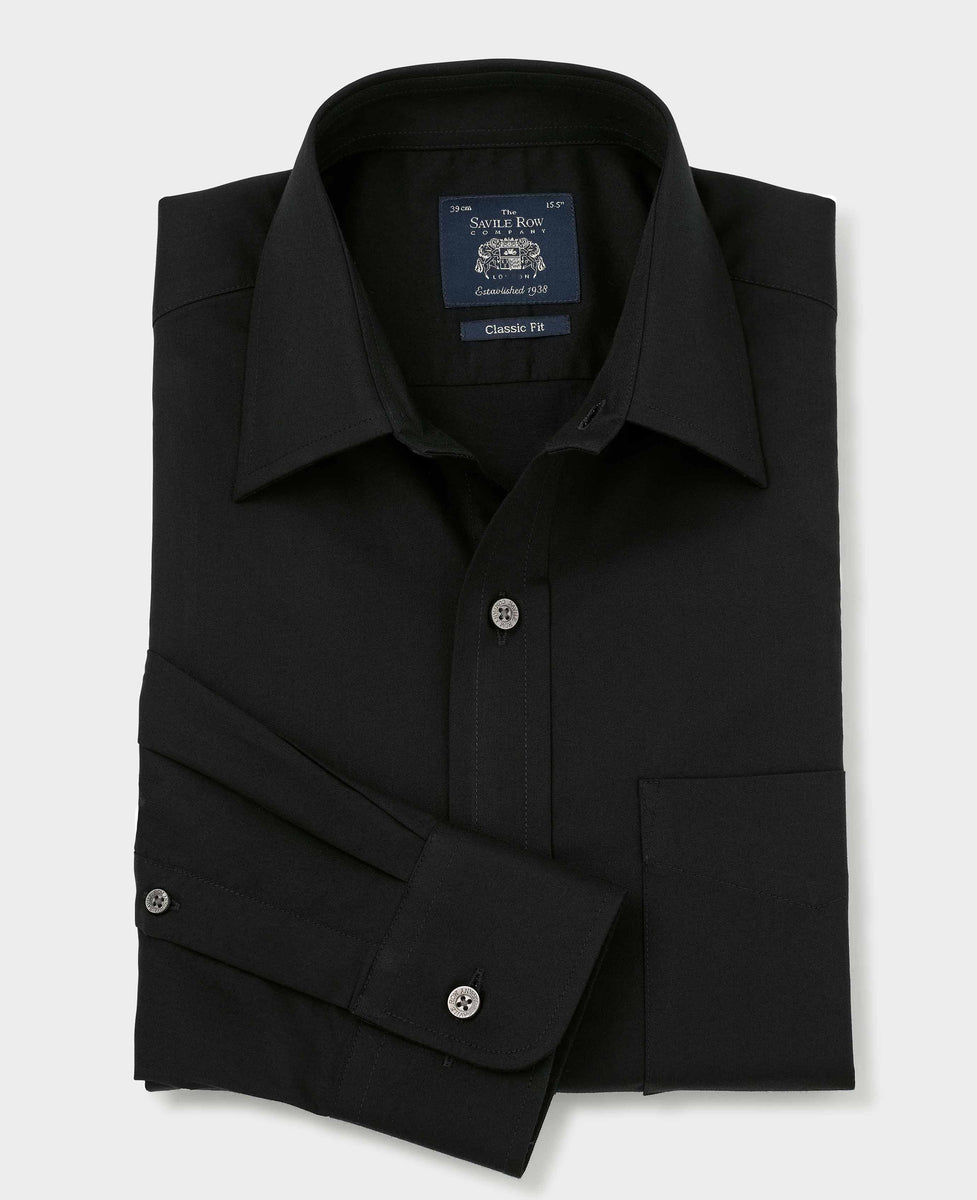 Black Fine Twill Classic Fit Formal Shirt - Single Cuff, view 1