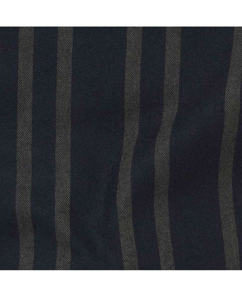 Black Grey Brushed Cotton Twill Striped Lounge Pants