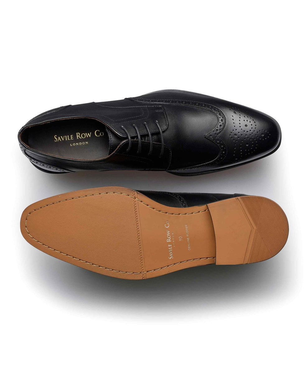 Black Leather Brogue Derby Shoes, view 2