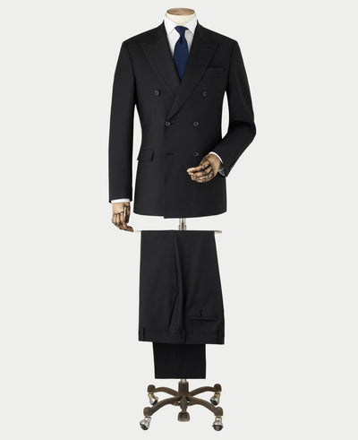 Men's Black Wool Blend Tailored Double Breasted Suit full suit mannequin