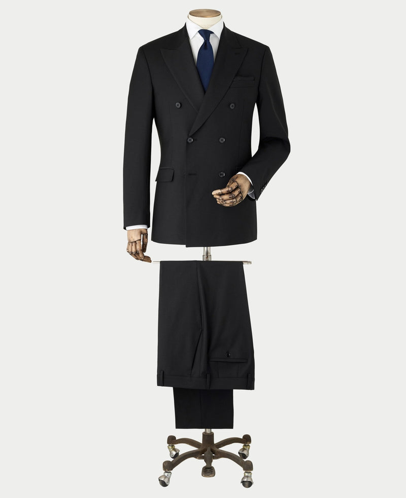 Men's Black Wool Blend Tailored Double Breasted Suit full suit mannequin