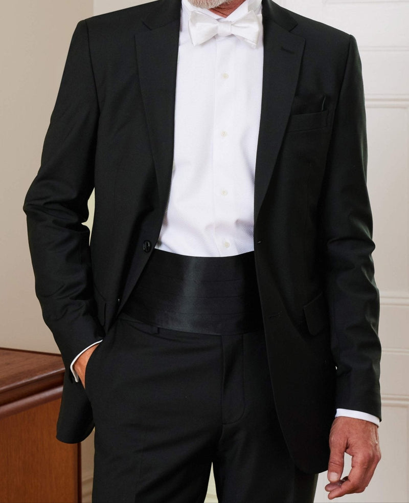 black wool blend tailored suit msuit338blk model image 2
