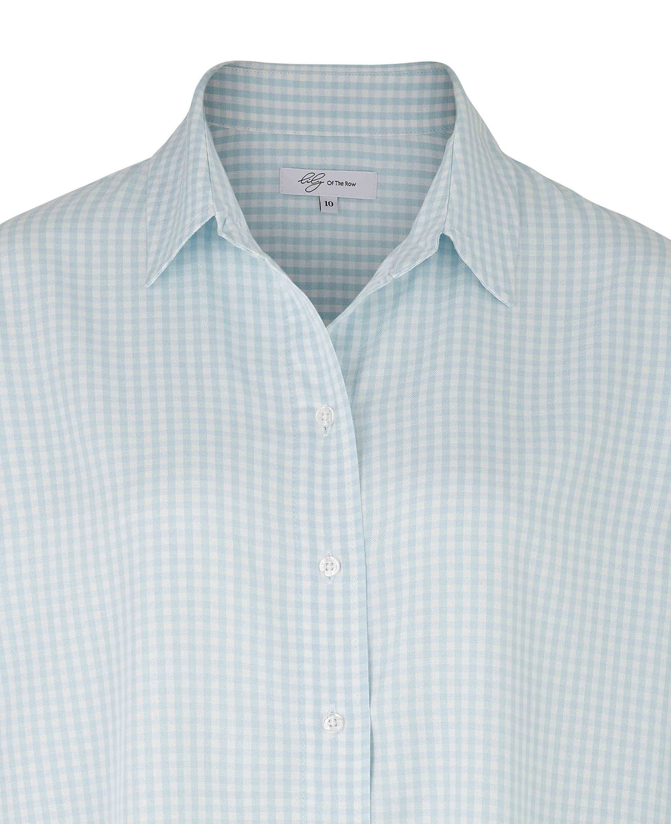 Women's Blue Gingham Check Boyfriend Fit Shirt Savile Row Company