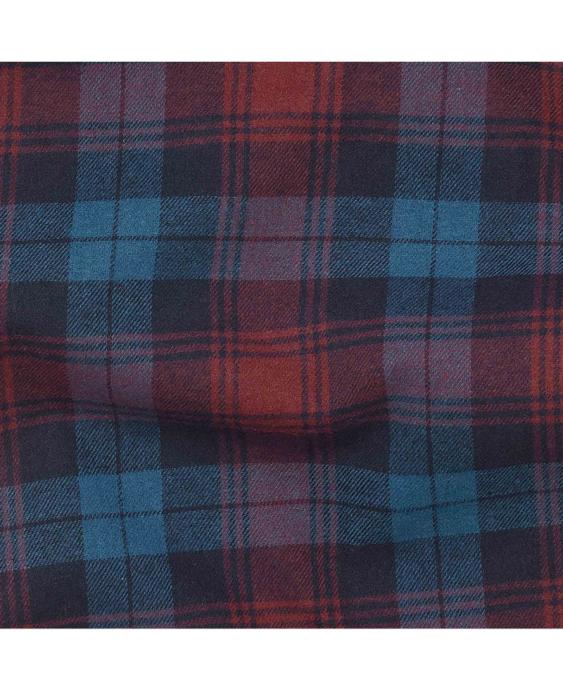 Blue Burgundy Brushed Cotton Twill Window Check Lounge Pants