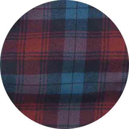 Blue Burgundy Brushed Cotton Twill Window Check Lounge Pants