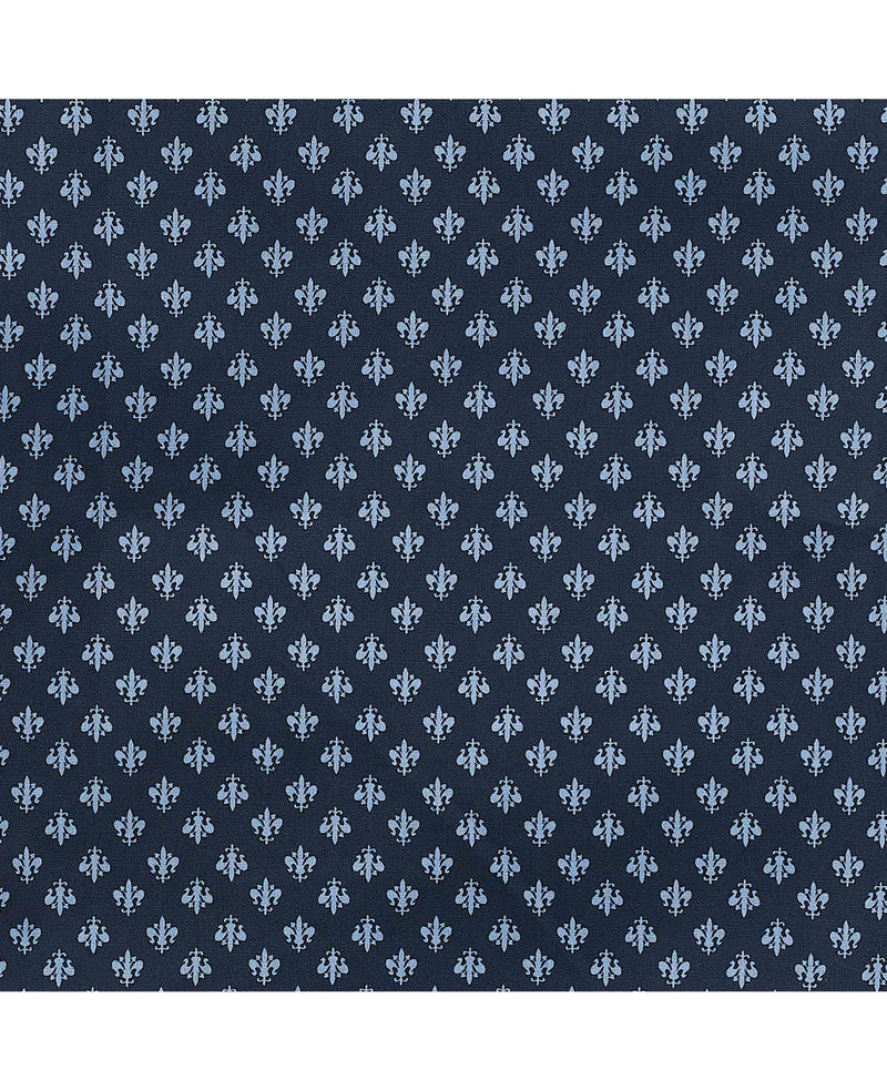 Men's Blue Cotton Fleur De Lys Printed Lounge Pants fabric detail