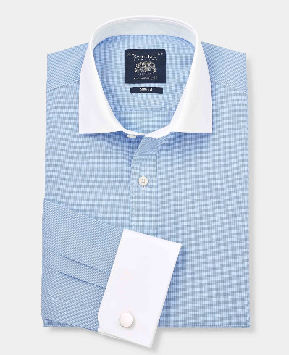 MrDoubleCollar Double Cuff Oxford Blue Shirt - Slim Fit Formal Long Sleeve With Metal Cufflinks, Italian Design, Machine Washable - View #8