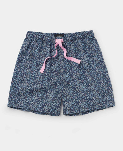 Men's Blue Cotton Paisley Lounge Shorts mannequin