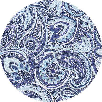 Men's Blue Cotton Paisley Print Classic Fit Winchester Formal Shirt With Double Cuffs fabric swatch