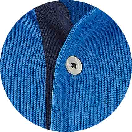 Men's Blue Cotton Pique Short Sleeve Polo Shirt fabric swatch