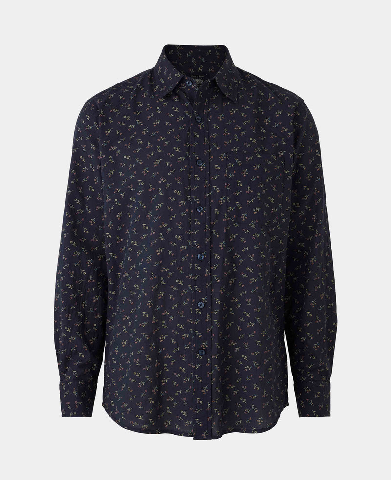 Men's Blue Stretch Cotton Classic Fit Floral Casual Shirt  mannequin
