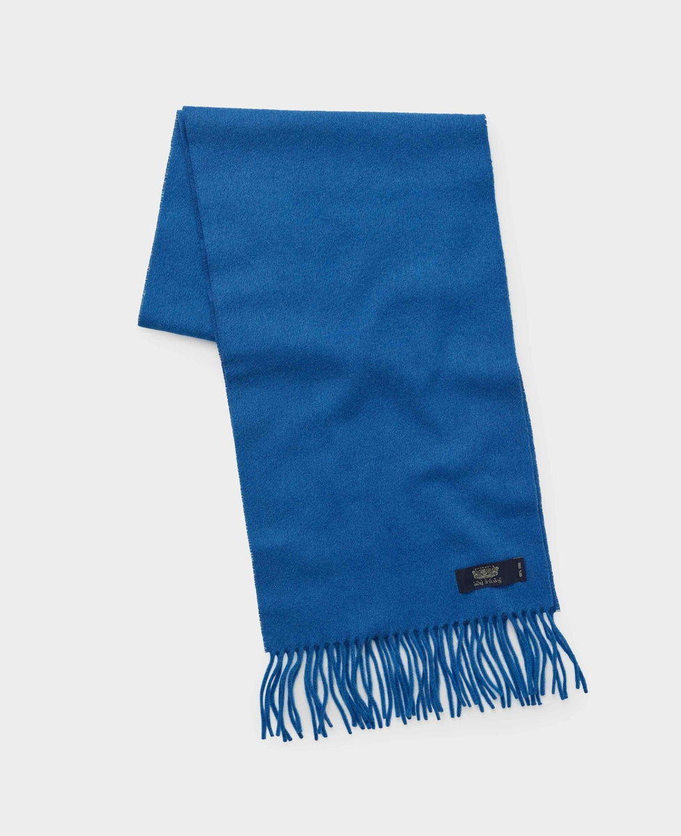 Men's Blue Virgin Wool Fringed Scarf | Savile Row Company