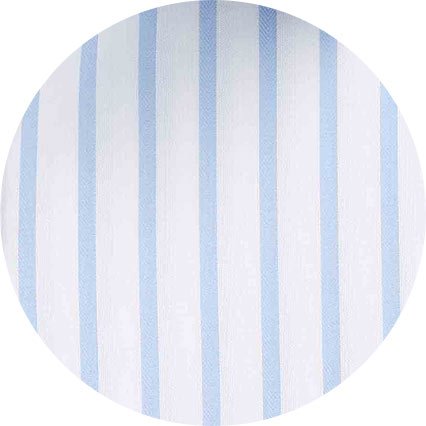 Men's Blue White Cotton Stripe Classic Fit Formal Shirt With Single Cuffs fabric swatch