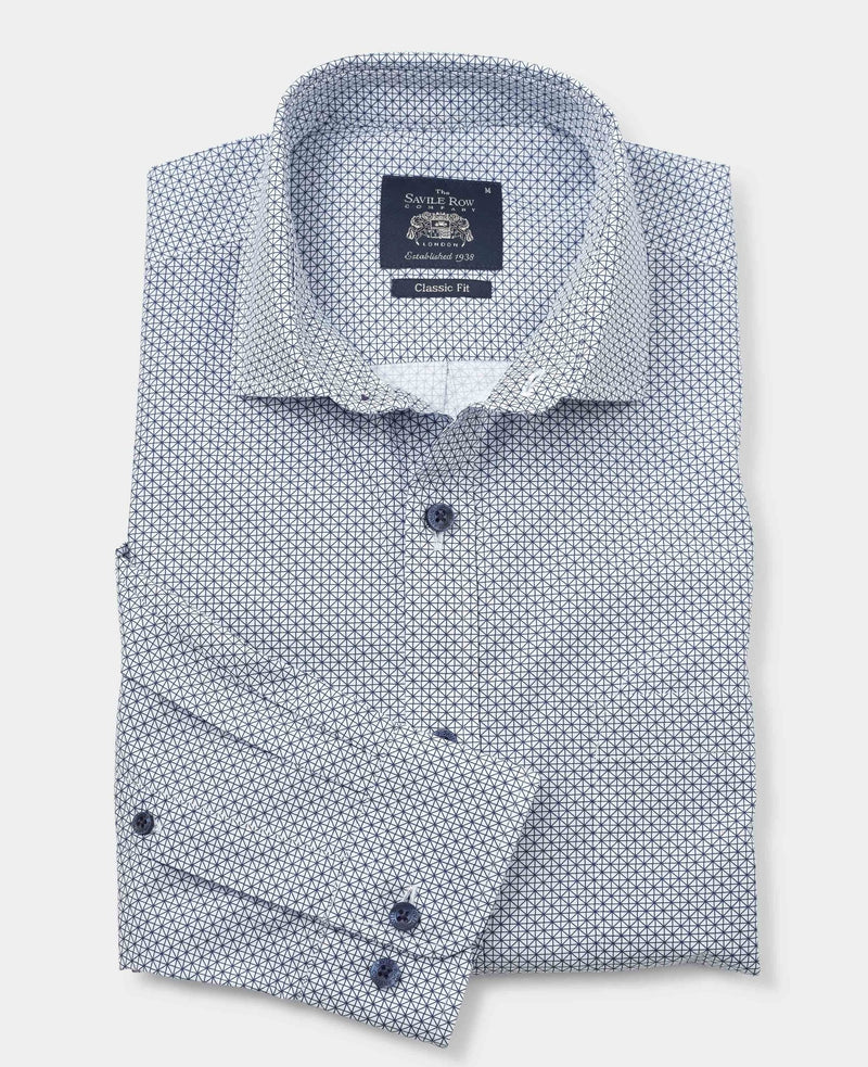 Blue White Triangle Print Shirt