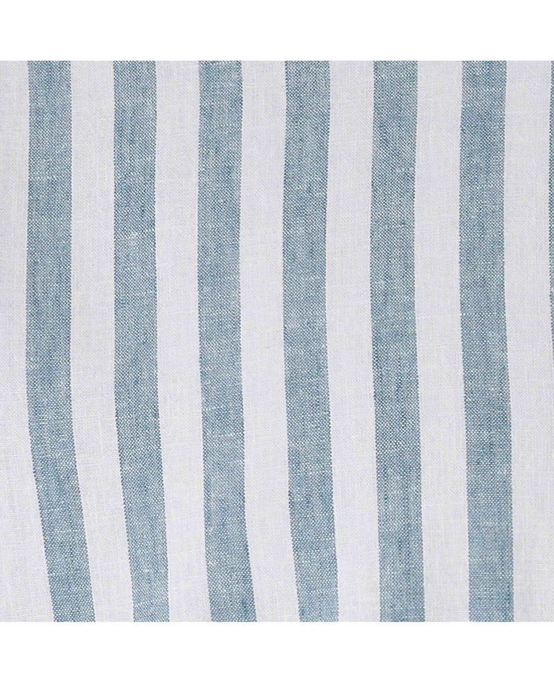 Men's Blue White Variegated Stripe Cotton Linen Classic Fit Button-Down Casual Shirt fabric detail