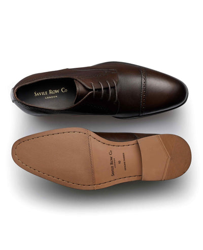 Brown Leather Capped Derby Shoes overhead shot
