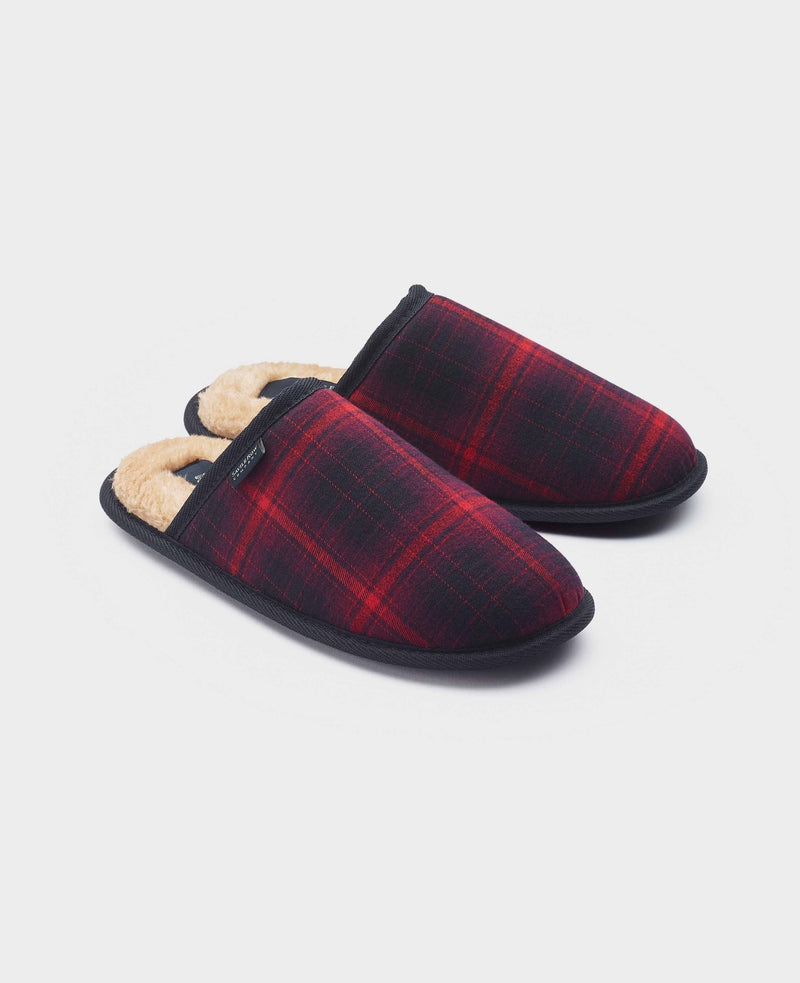 Burgundy Check Mule Slippers