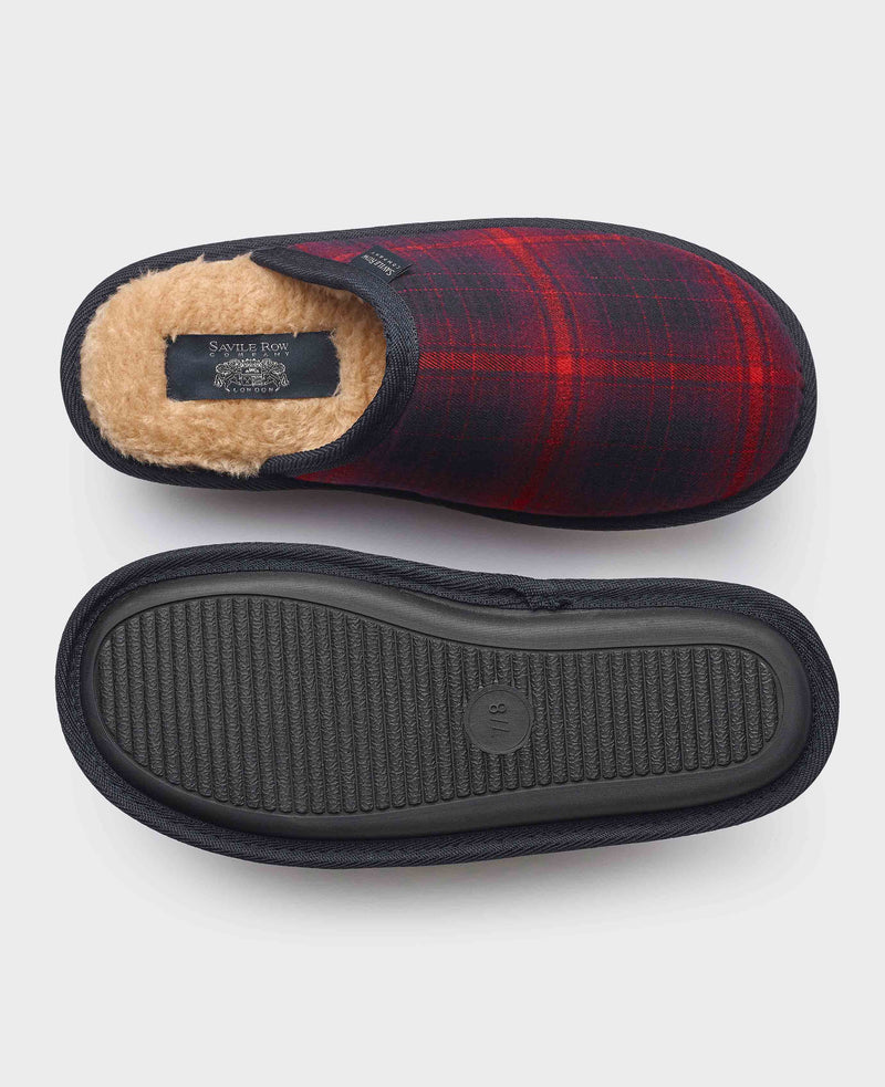 Burgundy Check Mule Slippers