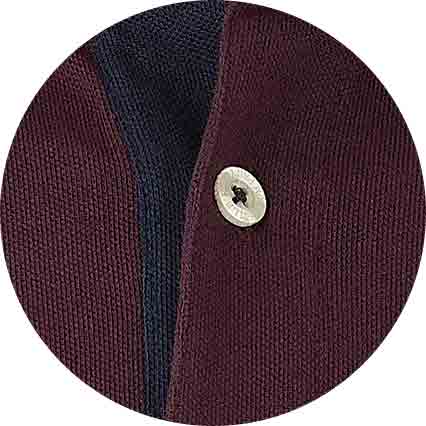 Men's Burgundy Cotton Pique Long Sleeve Polo Shirt fabric swatch