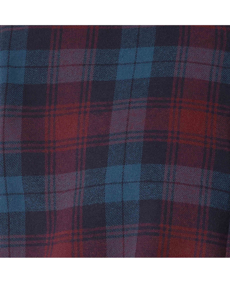 Burgundy Navy Brushed Cotton Check Slim Fit Casual Shirt