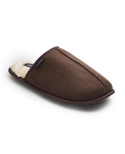 Men's Chocolate Microsuede Mule Slippers