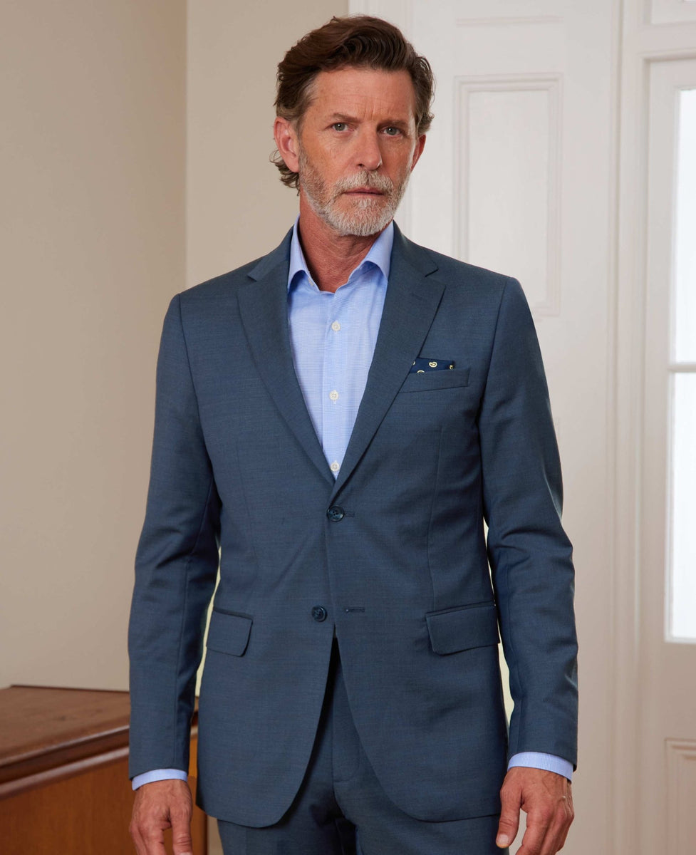 Men’s  Wool Blend blue two piece suit main image 0