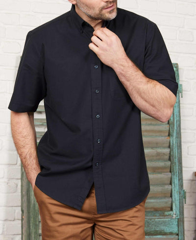 Men's Dark Navy Short Sleeve Oxford Casual Shirt