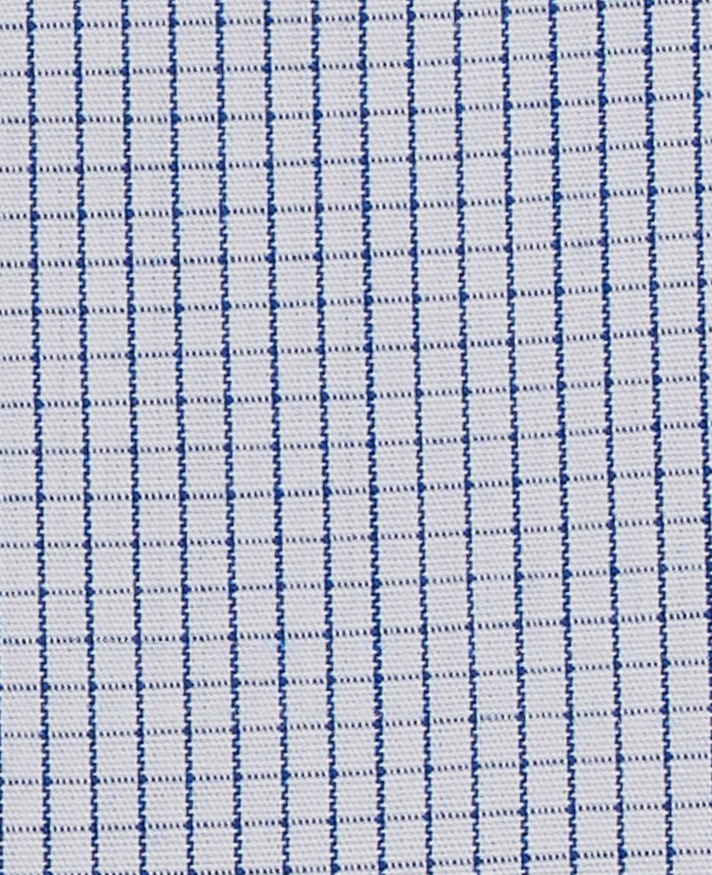 dawson royal blue white fine check made to measure shirt fabric detail