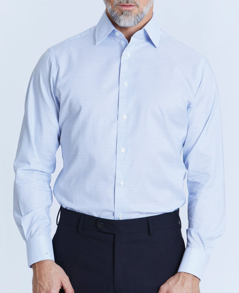 douglas blue small check made to measure shirt model 1