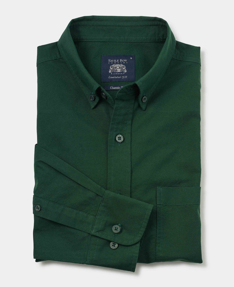 Men's Forest Green Classic Oxford Casual Shirt Savile Row Company