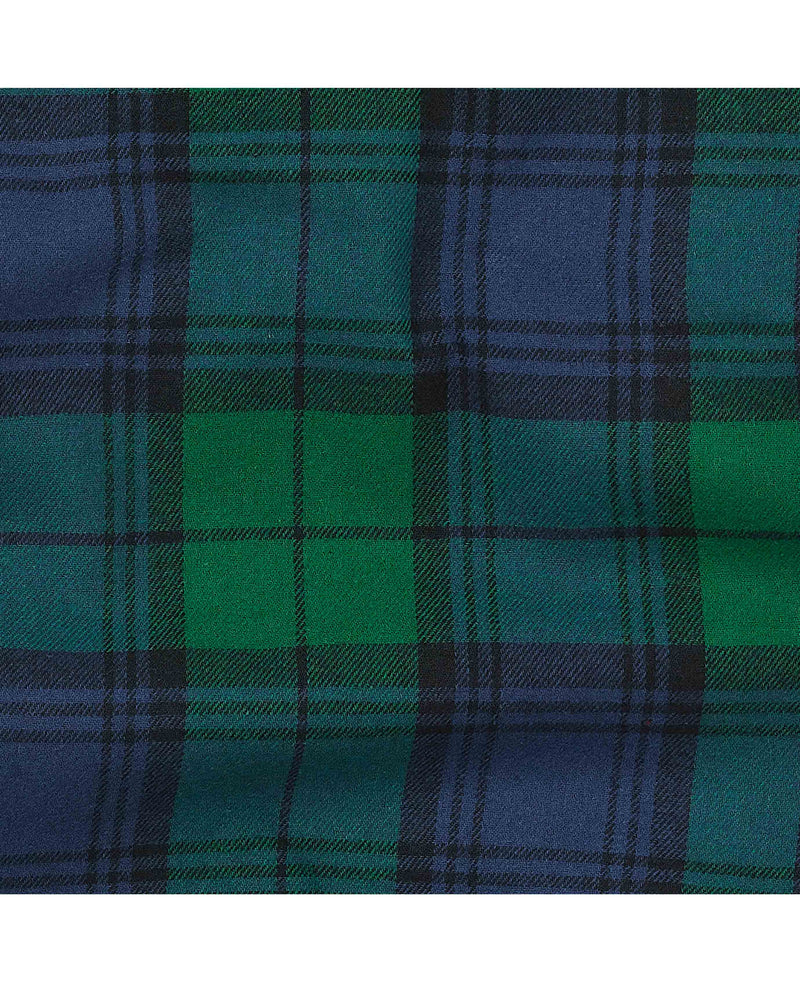 Green Blue Brushed Cotton Twill Window Check Lounge Pants