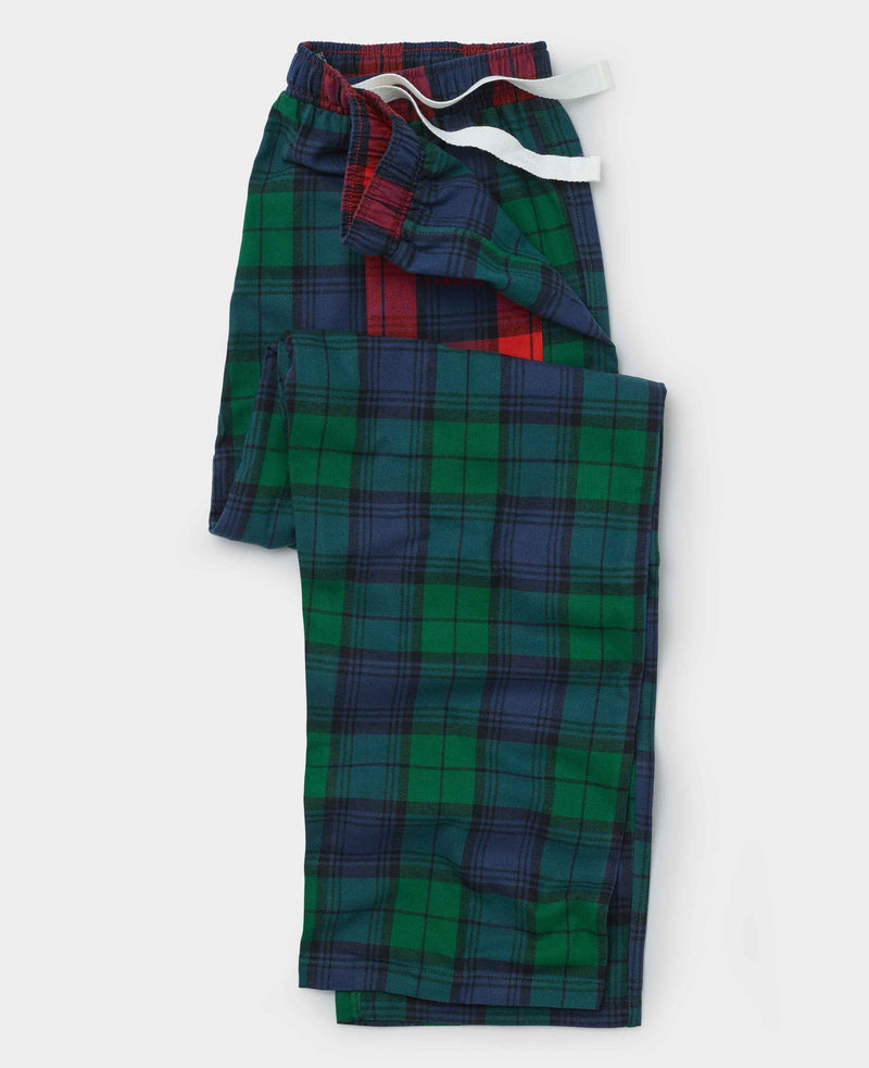 Green Blue Brushed Cotton Twill Window Check Lounge Pants
