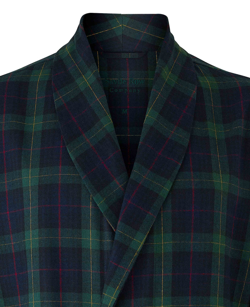 Green Brushed Cotton Twill Window Check Dressing Gown