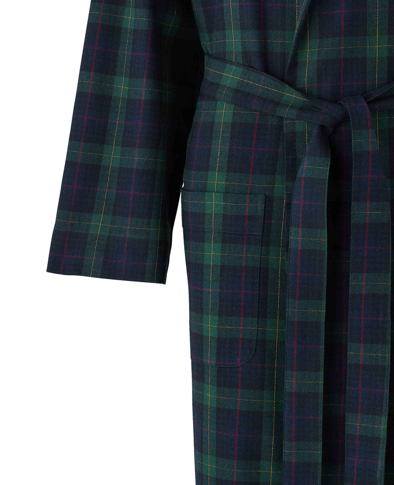 Green Brushed Cotton Twill Window Check Dressing Gown