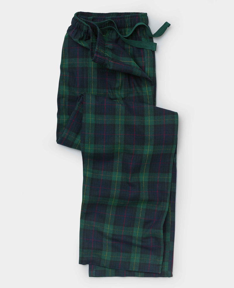 Green Brushed Cotton Twill Window Check Lounge Pants