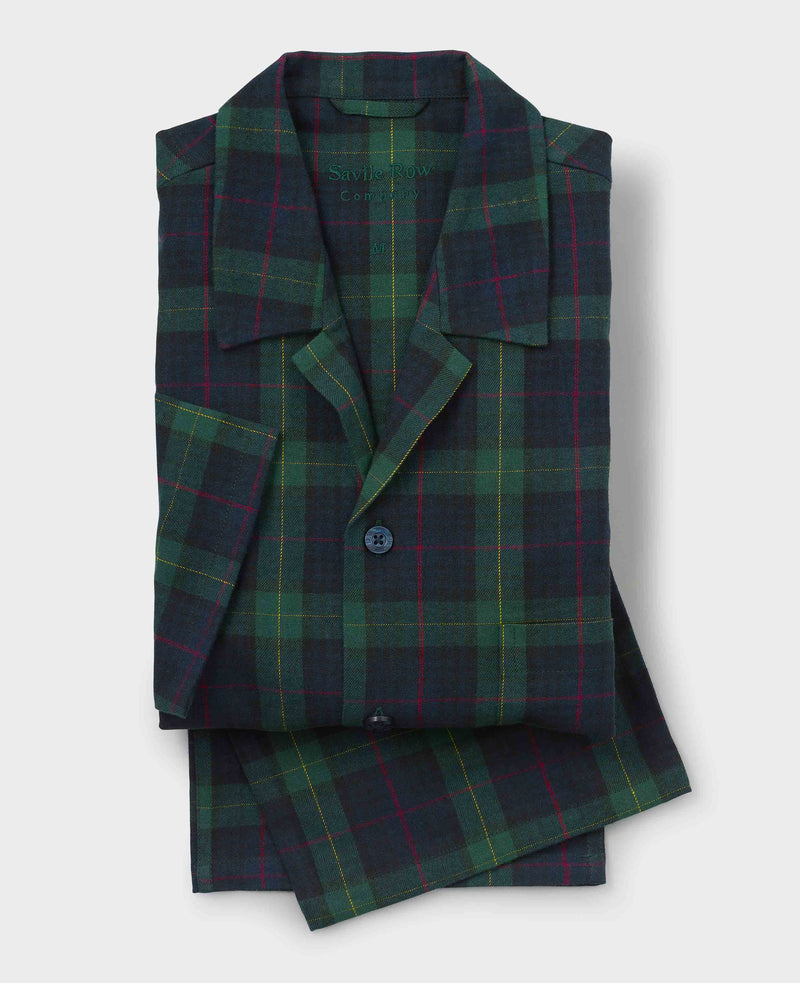 Green Brushed Cotton Twill Window Check Pyjamas